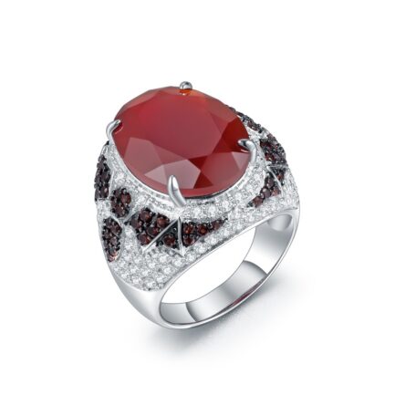 18mm Red Agate Oval Cut Ring & Custom E-Cards Jewelry Gifts