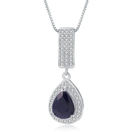8mm Sapphire Pear Cut Pendants Necklace & Custom E-Cards Jewelry Gifts