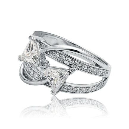 7mm White Sapphire Trillion Cut Ring & Custom E-Cards Jewelry Gifts - Image 2