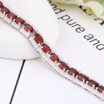 6mm Red Garnet Oval cut Bracelet & Custom E-Cards Jewelry Gifts - Image 3