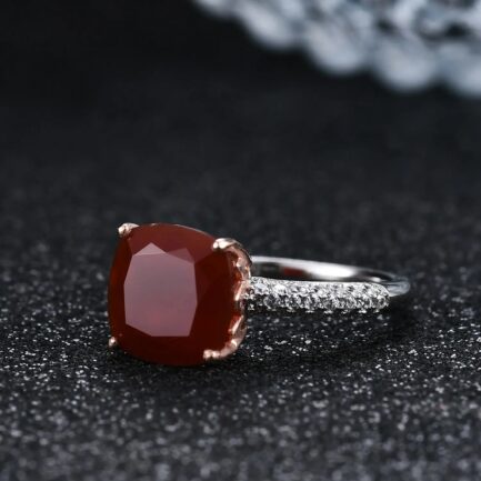 Red Agate Cushion Cut Ring & Custom E-Cards Jewelry Gifts - Image 2