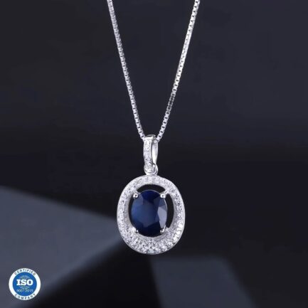 10mm Sapphire Oval Cut Pendants Necklace & Custom E-Cards Jewelry Gifts - Image 4