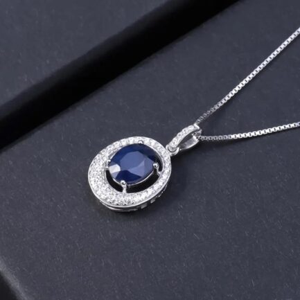 10mm Sapphire Oval Cut Pendants Necklace & Custom E-Cards Jewelry Gifts - Image 3