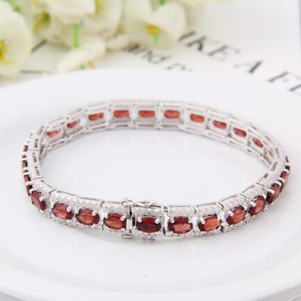6mm Red Garnet Oval cut Bracelet & Custom E-Cards Jewelry Gifts - Image 4