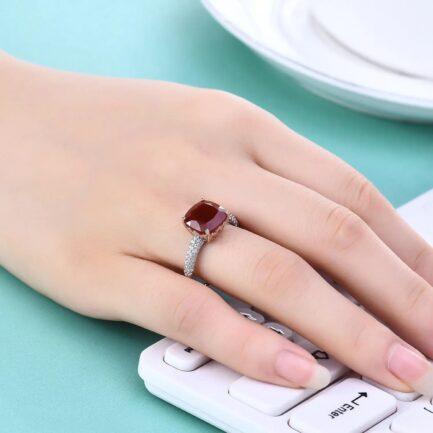 Red Agate Cushion Cut Ring & Custom E-Cards Jewelry Gifts - Image 4