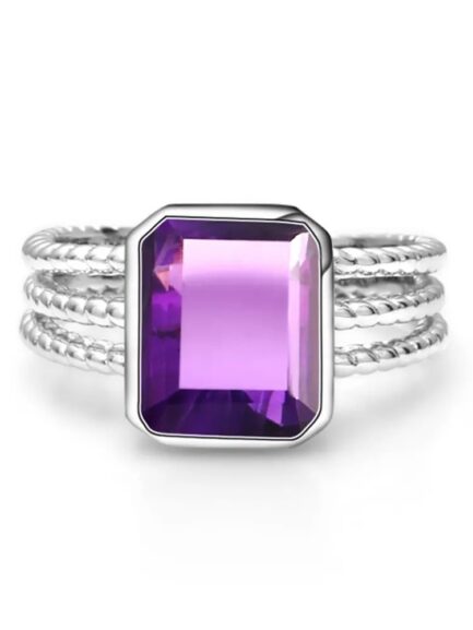 10mm Vintage Amethyst Emerald Cut Ring & Custom E-Cards Jewelry Gifts - Image 2