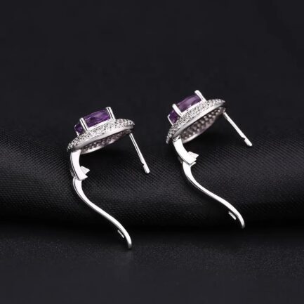 8mm Vintage Amethyst Round Cut Clip Earrings & Custom E-Cards Jewelry Gifts - Image 2