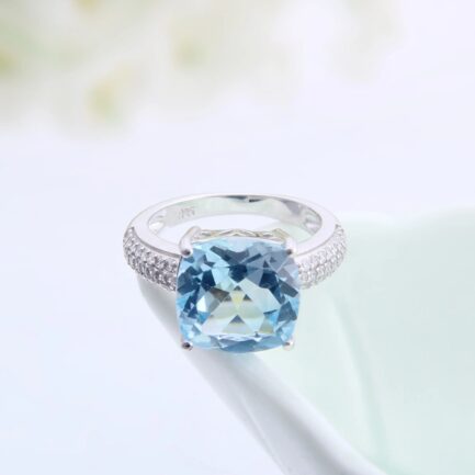 12mm Vintage Topaz Cushion Cut Ring & Custom E-Cards Jewelry Gifts - Image 4