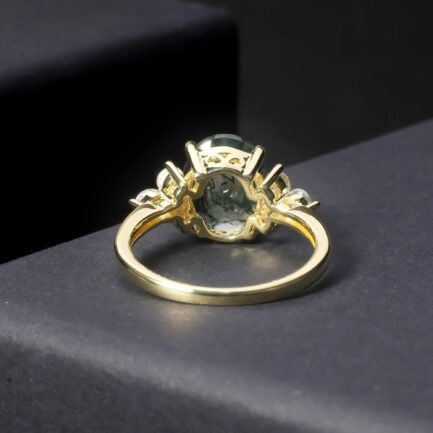 10mm Vintage Moss Agate Oval Cut Ring & Custom E-Cards Jewelry Gifts - Image 2