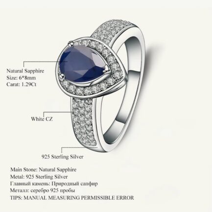8mm Vintage Sapphire Pear Cut Ring & Custom E-Cards Jewelry Gifts - Image 5