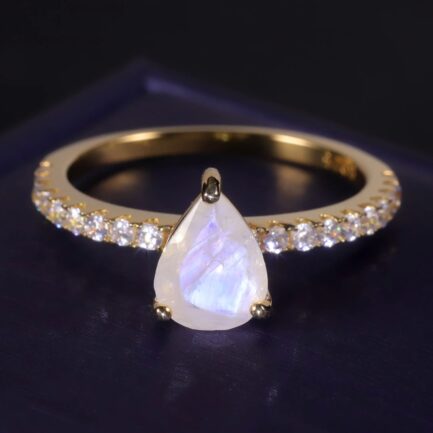 Vintage Moonstone Pear Cut Ring & Custom E-Cards Jewelry Gifts - Image 2