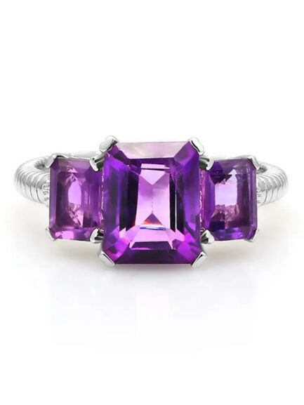9mm Vintage Amethyst Emerald Cut Ring & Custom E-Cards Jewelry Gifts - Image 3
