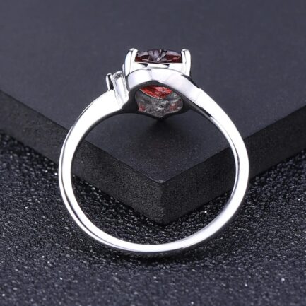 6mm Vintage Red Garnet Heart Cut Ring & Custom E-Cards Jewelry Gifts - Image 3