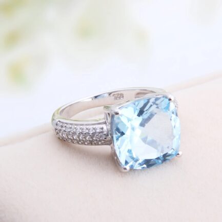 12mm Vintage Topaz Cushion Cut Ring & Custom E-Cards Jewelry Gifts - Image 2