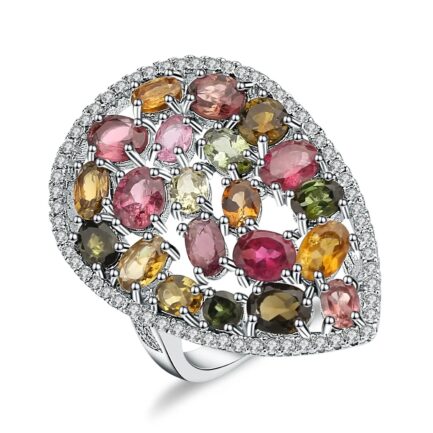 Multicolor Tourmaline Oval Cut Ring & Custom E-Cards Jewelry Gifts