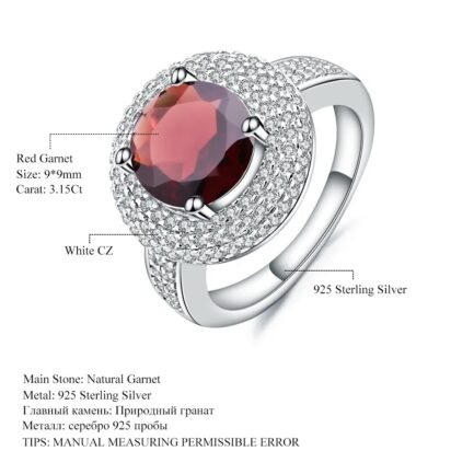 9mm Vintage Red Garnet Round Cut Ring & Custom E-Cards Jewelry Gifts - Image 5