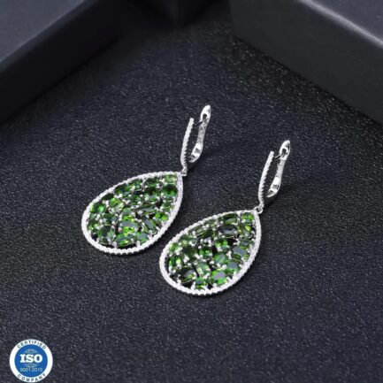 Vintage Chrome Diopside Oval Cut Drop Earrings & Custom E-Cards Jewelry Gifts - Image 3