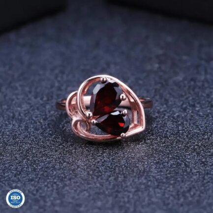 8mm Vintage Red Garnet Pear Cut Ring & Custom E-Cards Jewelry Gifts - Image 4