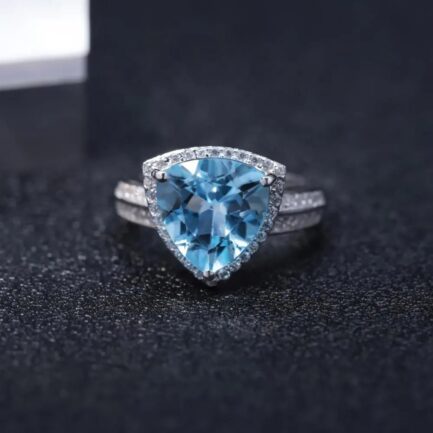 11mm Vintage Topaz Trillion Cut Ring & Custom E-Cards Jewelry Gifts - Image 3