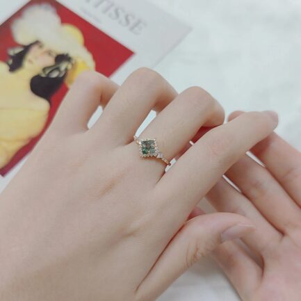 5mm Vintage Moss Princess Cut Cut Ring & Custom E-Cards Jewelry Gifts - Image 5