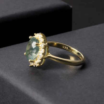 10mm Vintage Moss Agate Oval Cut Ring & Custom E-Cards Jewelry Gifts - Image 2