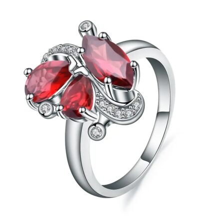 10mm Vintage Red Garnet Pear Cut Ring & Custom E-Cards Jewelry Gifts