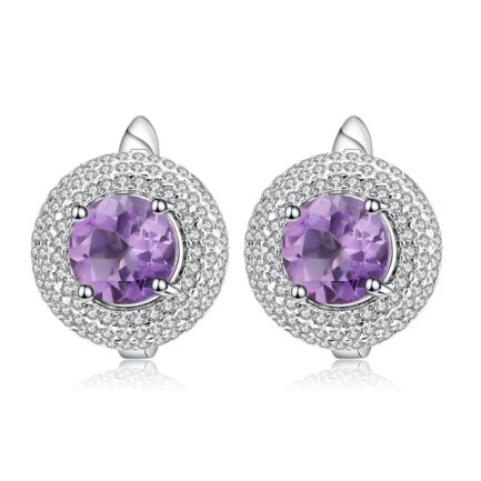 8mm Vintage Amethyst Round Cut Clip Earrings & Custom E-Cards Jewelry Gifts