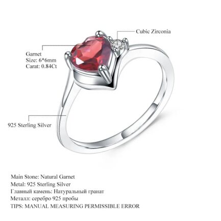 6mm Vintage Red Garnet Heart Cut Ring & Custom E-Cards Jewelry Gifts - Image 5