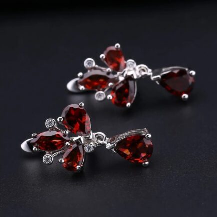 Vintage Red Garnet Pear Cut Drop Earrings & Custom E-Cards Jewelry Gifts - Image 4