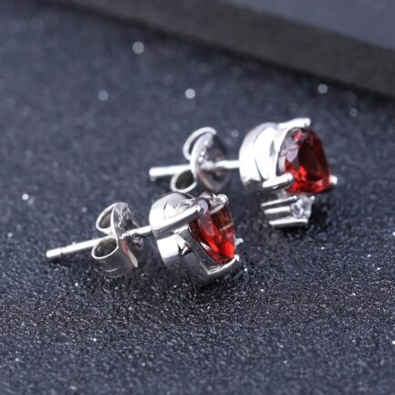 6mm Vintage Red Garnet Heart Cut Stud Earrings & Custom E-Cards Jewelry Gifts - Image 3