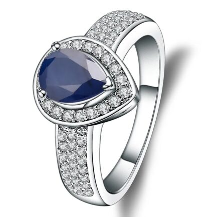 8mm Vintage Sapphire Pear Cut Ring & Custom E-Cards Jewelry Gifts