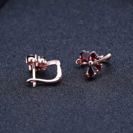 6mm Vintage Red Garnet Pear Cut Clip Earrings & Custom E-Cards Jewelry Gifts - Image 3