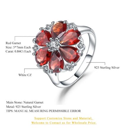 7mm Vintage Red Garnet Pear Cut Ring & Custom E-Cards Jewelry Gifts - Image 4