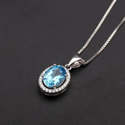 9mm Vintage Topaz Oval Cut Pendants Necklace & Custom E-Cards Jewelry Gifts - Image 2