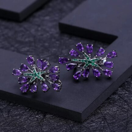 Vintage Pear Cut Amethyst Drop Earrings in Sterling Silver & Custom E-Cards Jewelry Gifts - Image 2