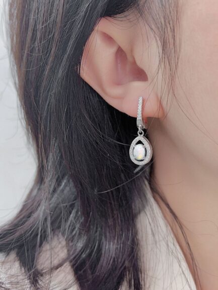 Oval Cut Opal Halo Drop Earrings For Women & Custom Subtitle Pendant Necklace & Custom E-Cards Jewelry Gifts - Image 3