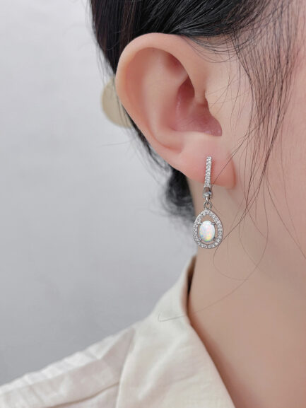 Oval Cut Opal Halo Drop Earrings For Women & Custom Subtitle Pendant Necklace & Custom E-Cards Jewelry Gifts - Image 2