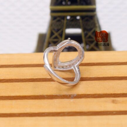 8*12mm Pear Semi Mount Ring White Sapphire Silver Ring Setting - Image 4