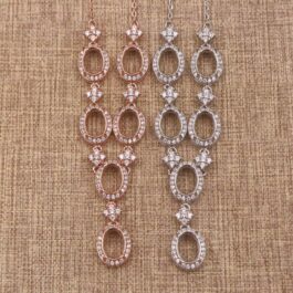 6*8mm Halo Oval Semi Mount Necklace White Sapphire Silver Necklace Setting
