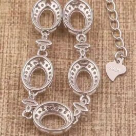 6*8mm Oval Semi Mount Tennis Bracelet White Sapphire Silver Bracelet Setting