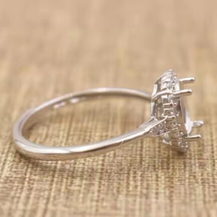 8-12mm Oval Semi Mount Ring White Sapphire Silver Ring Setting - Image 3
