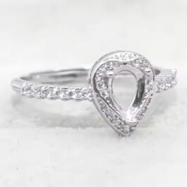 5*7mm Pear Semi Mount Ring White Sapphire Silver Ring Setting