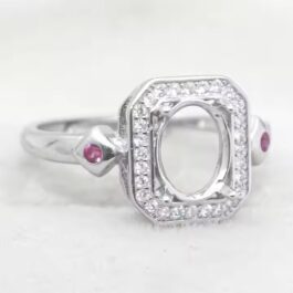 6*8mm Oval Semi Mount Ring White Sapphire Silver Ring Setting