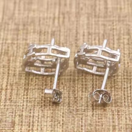 6*8mm Oval Semi Mount Stud Earrings White Sapphire Silver Stud Earrings Setting - Image 6