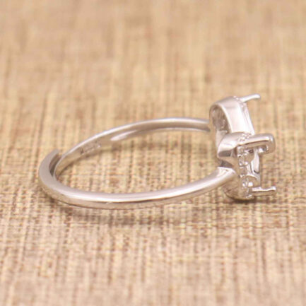 5mm Heart Semi Mount Ring White Sapphire Silver Ring Setting - Image 5