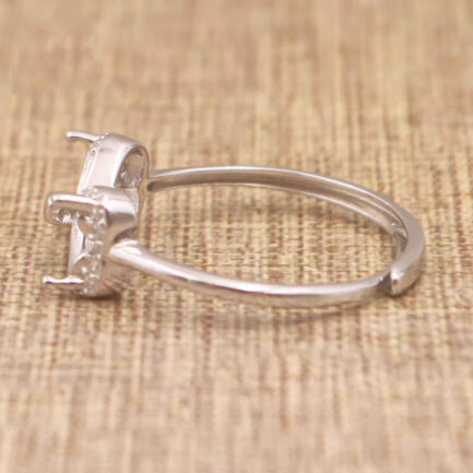 5mm Heart Semi Mount Ring White Sapphire Silver Ring Setting - Image 3