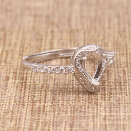 5*7mm Pear Semi Mount Ring White Sapphire Silver Ring Setting - Image 4