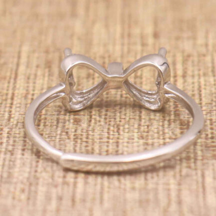 5mm Heart Semi Mount Ring White Sapphire Silver Ring Setting - Image 4