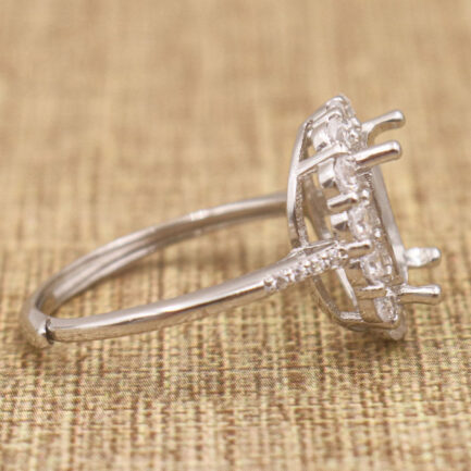 7*9mm Rectangular Semi Mount Ring White Sapphire Silver Ring Setting - Image 6
