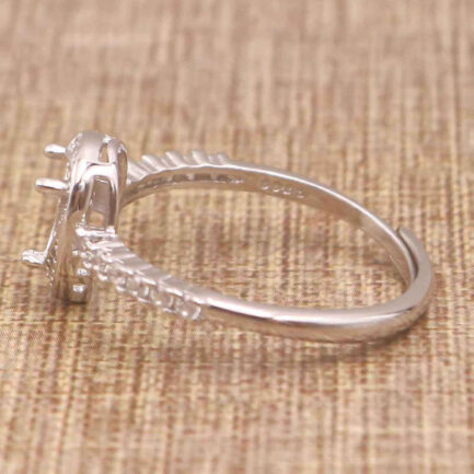 5*7mm Pear Semi Mount Ring White Sapphire Silver Ring Setting - Image 6